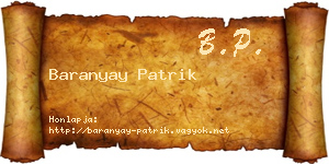 Baranyay Patrik névjegykártya